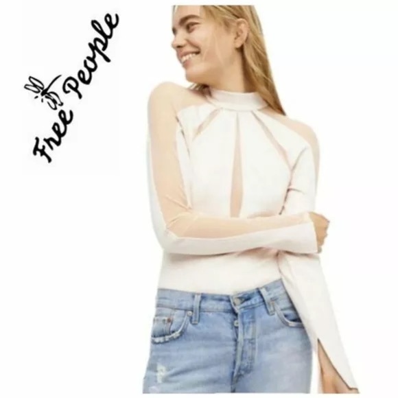 Free People Monarch Mesh Top in Blush Pink Sz XS Balletcore - Picture 1 of 7